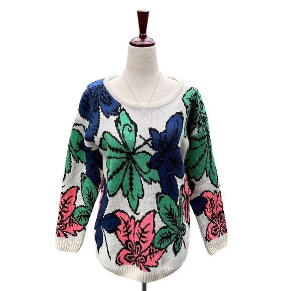 envy Sweaters - ENVY | Vintage Floral Sweater Size M/L Chunky Silver Metallic Detail Y2K 90s